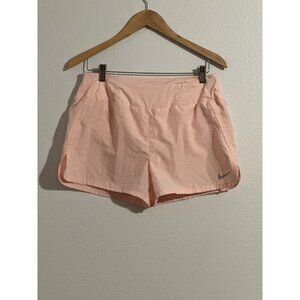 Nike Dri Fit Women's Running Shorts Large Peach Athletic Lined Drawstring
